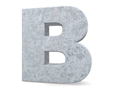Büyük harf - beyaz arka plan üzerinde izole B beton. 3D render illüstrasyon