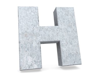 Büyük harf - beyaz arka plan üzerinde izole H Beton. 3D render illüstrasyon
