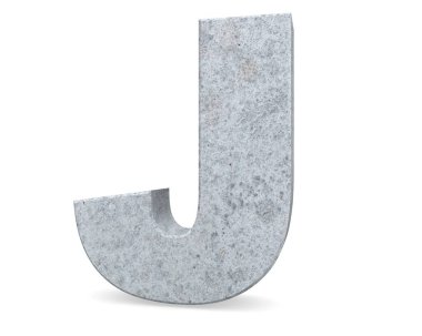 Büyük harf - beyaz arka plan üzerinde izole J beton. 3D render illüstrasyon