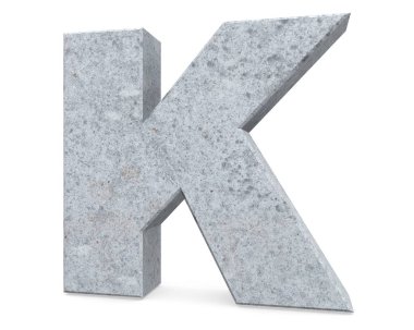 Büyük harf - beyaz arka plan üzerinde izole K beton. 3D render illüstrasyon