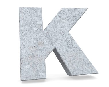Büyük harf - beyaz arka plan üzerinde izole K beton. 3D render illüstrasyon
