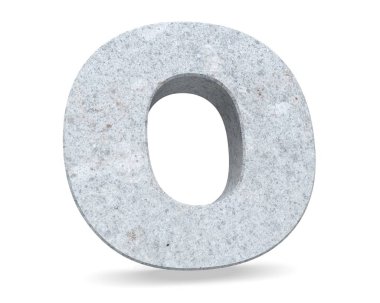 Büyük harf - beyaz arka plan üzerinde izole O beton. 3D render illüstrasyon