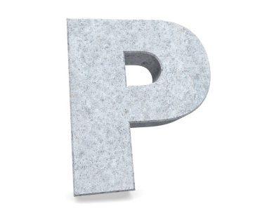 Büyük harf - beyaz arka plan üzerinde izole P beton. 3D render illüstrasyon