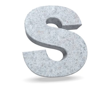 Büyük harf - beyaz arka plan üzerinde izole S beton. 3D render illüstrasyon