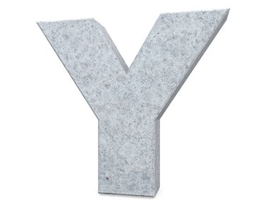 Büyük harf - beyaz arka plan üzerinde izole Y beton. 3D render illüstrasyon