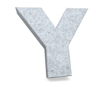 Büyük harf - beyaz arka plan üzerinde izole Y beton. 3D render illüstrasyon