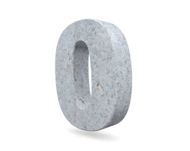 3D render beton numarası 0 sıfır. 3D render illüstrasyon.