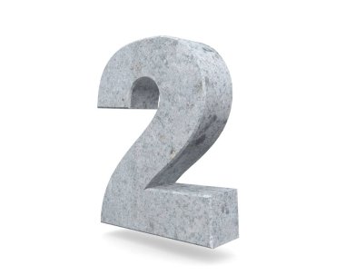 3D render beton sayı 2 iki. 3D render illüstrasyon.
