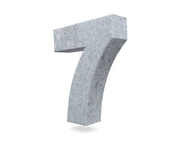 3D render beton sayısı 7 yedi. 3D render illüstrasyon.