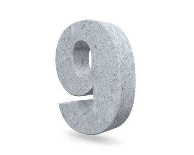 3D render beton 9 numara dokuz. 3D render illüstrasyon.
