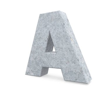 Büyük harf - beyaz arka plan üzerinde izole A beton. 3D render illüstrasyon