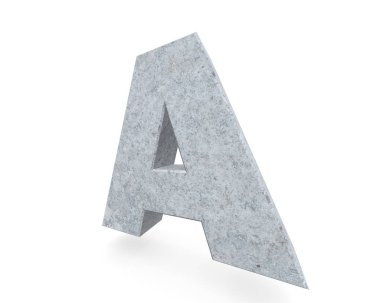 Büyük harf - beyaz arka plan üzerinde izole A beton. 3D render illüstrasyon