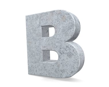 Büyük harf - beyaz arka plan üzerinde izole B beton. 3D render illüstrasyon