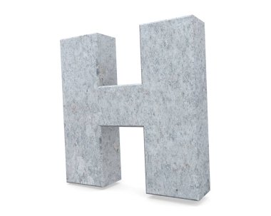 Büyük harf - beyaz arka plan üzerinde izole H Beton. 3D render illüstrasyon
