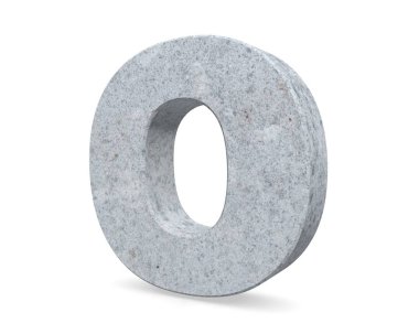 Büyük harf - beyaz arka plan üzerinde izole O beton. 3D render illüstrasyon