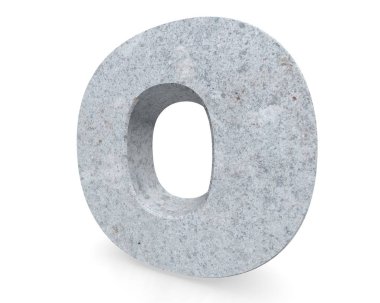 Büyük harf - beyaz arka plan üzerinde izole O beton. 3D render illüstrasyon