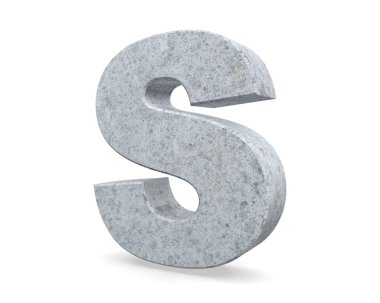 Büyük harf - beyaz arka plan üzerinde izole S beton. 3D render illüstrasyon