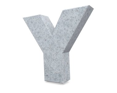 Büyük harf - beyaz arka plan üzerinde izole Y beton. 3D render illüstrasyon