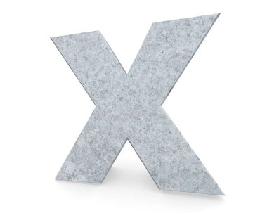 Beton büyük harf - X izole üzerinde beyaz arka plan. 3D render illüstrasyon