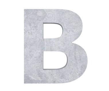 Büyük harf - beyaz arka plan üzerinde izole B beton. 3D render illüstrasyon