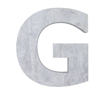 Büyük harf - beyaz arka plan üzerinde izole G beton. 3D render illüstrasyon