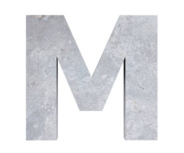 Büyük harf - beyaz arka plan üzerinde izole M Beton. 3D render illüstrasyon