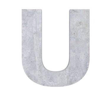 Büyük harf - beyaz arka plan üzerinde izole U beton. 3D render illüstrasyon