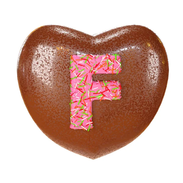 Letra Rosa Forma Corazón Chocolate Ilustración Renderizado — Foto de Stock