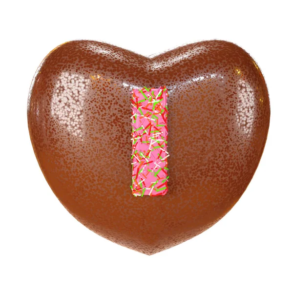 Carta Rosa Forma Corazón Chocolate Ilustración Renderizado — Foto de Stock