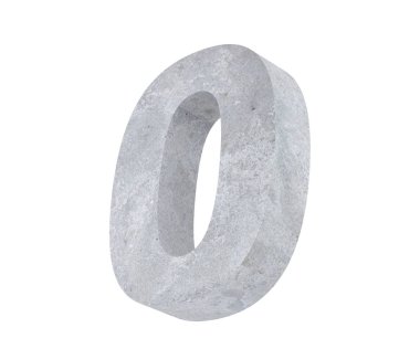 3D render beton numarası 0 sıfır. 3D render illüstrasyon.