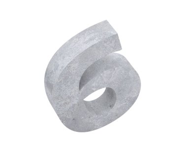 3D render beton numarası 6 altı. 3D render illüstrasyon.