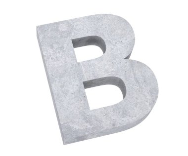 Büyük harf - beyaz arka plan üzerinde izole B beton. 3D render illüstrasyon