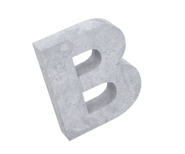 Büyük harf - beyaz arka plan üzerinde izole B beton. 3D render illüstrasyon