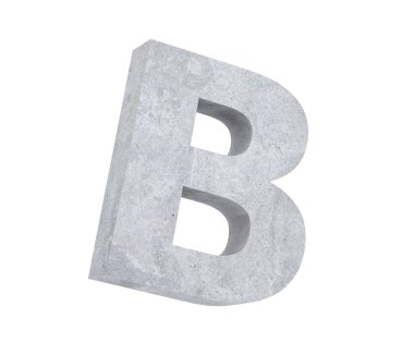 Büyük harf - beyaz arka plan üzerinde izole B beton. 3D render illüstrasyon