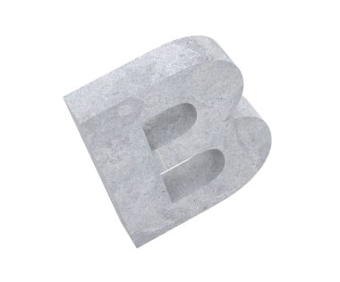 Büyük harf - beyaz arka plan üzerinde izole B beton. 3D render illüstrasyon