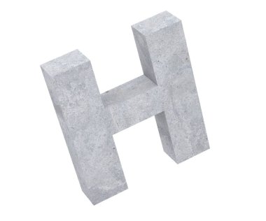 Büyük harf - beyaz arka plan üzerinde izole H Beton. 3D render illüstrasyon