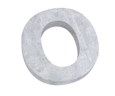Büyük harf - beyaz arka plan üzerinde izole O beton. 3D render illüstrasyon