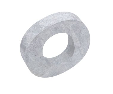 Büyük harf - beyaz arka plan üzerinde izole O beton. 3D render illüstrasyon