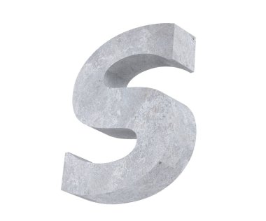 Büyük harf - beyaz arka plan üzerinde izole S beton. 3D render illüstrasyon
