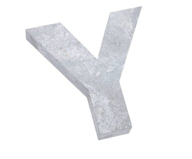 Büyük harf - beyaz arka plan üzerinde izole Y beton. 3D render illüstrasyon