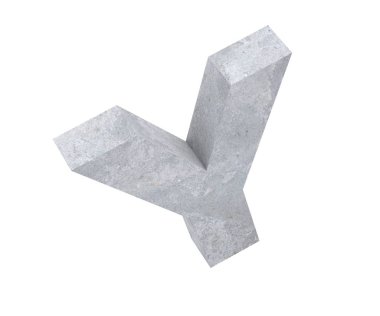 Büyük harf - beyaz arka plan üzerinde izole Y beton. 3D render illüstrasyon