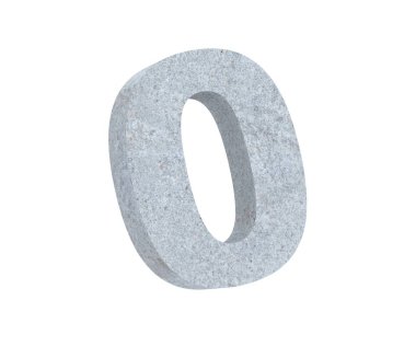 3D render beton numarası 0 sıfır. 3D render illüstrasyon.