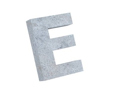Büyük harf - beyaz arka plan üzerinde izole E beton. 3D render illüstrasyon
