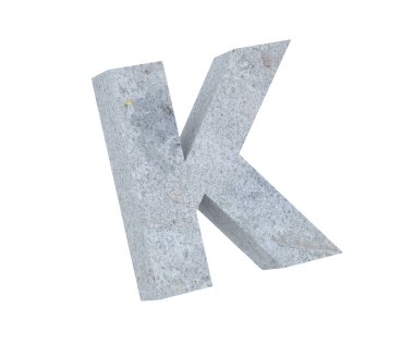 Büyük harf - beyaz arka plan üzerinde izole K beton. 3D render illüstrasyon