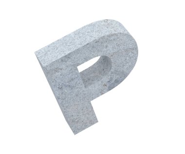 Büyük harf - beyaz arka plan üzerinde izole P beton. 3D render illüstrasyon