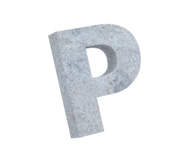 Büyük harf - beyaz arka plan üzerinde izole P beton. 3D render illüstrasyon