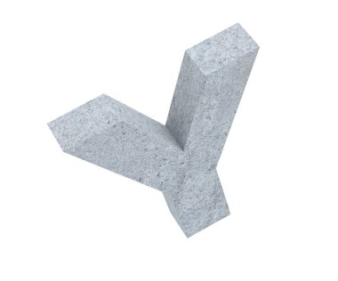 Büyük harf - beyaz arka plan üzerinde izole Y beton. 3D render illüstrasyon