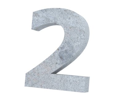 3D render beton sayı 2 iki. 3D render illüstrasyon.