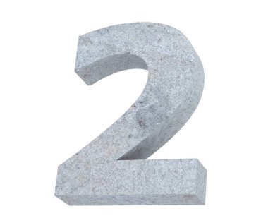 3D render beton sayı 2 iki. 3D render illüstrasyon.