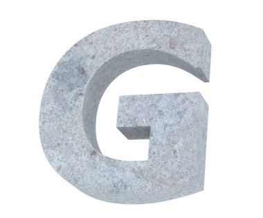Büyük harf - beyaz arka plan üzerinde izole G beton. 3D render illüstrasyon
